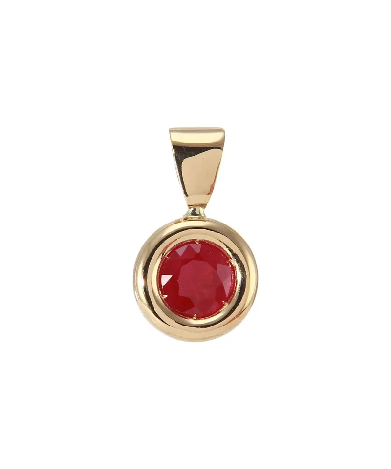 Pendentif Pneu Rubis Rouge Rond en Or Jaune 750 pour femme - Bijoux Trabbia Vuillermoz