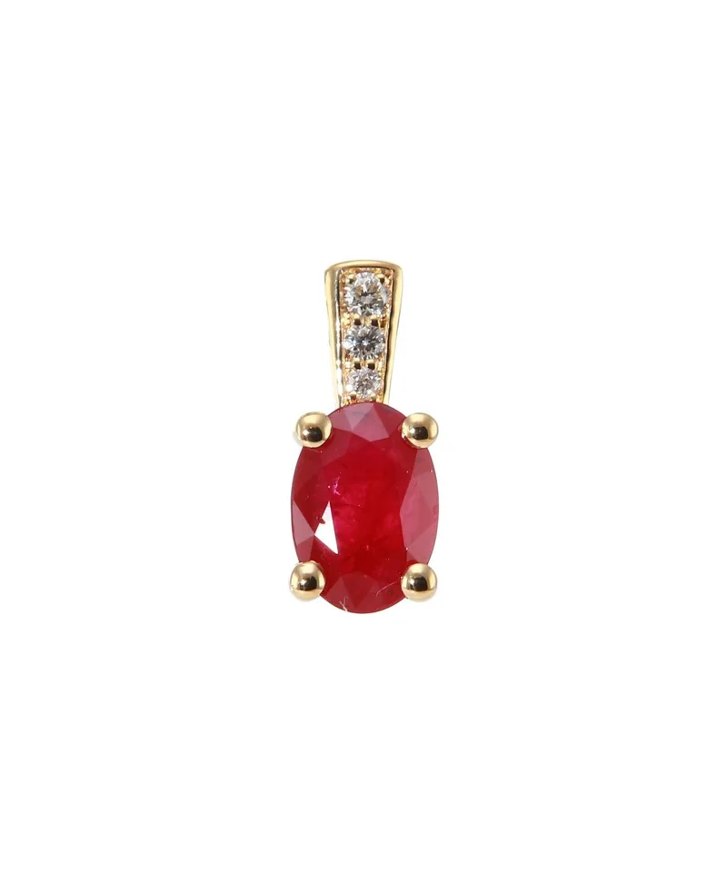 Pendentif Rubis Rouge Ovale 7x5mm et Diamants en Or Jaune 750 pour femme - Bijoux Trabbia Vuillermoz